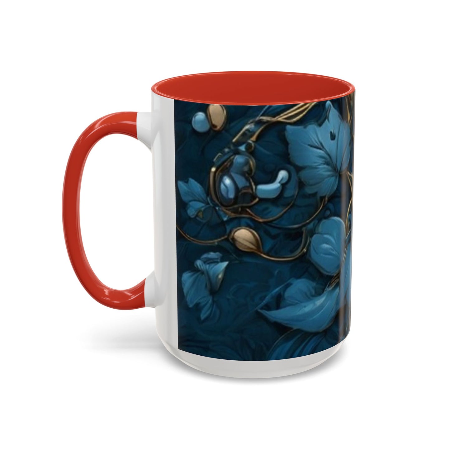 Blue Leaf Accent Coffee Mug | Perfect Gift for Nature Lovers, Home Decor, Mother's Day, Coffee Lovers, Art Enthusiasts