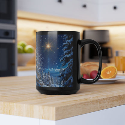 Blue Christmas Tree Mug - Coffee Lover Gift Idea, Tea Cup, Hot Beverage Novelty Cup, Unique Holiday Gift, Ceramic Cup