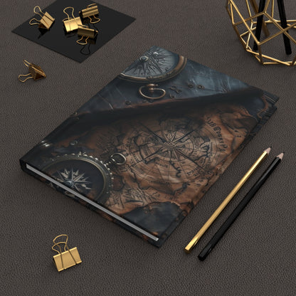 Compasses and Map Daily Journal - Hardcover Journal Matte, Planner, Personal Growth, Traveler's Notebook, Bullet Journal, Organizer, Gift
