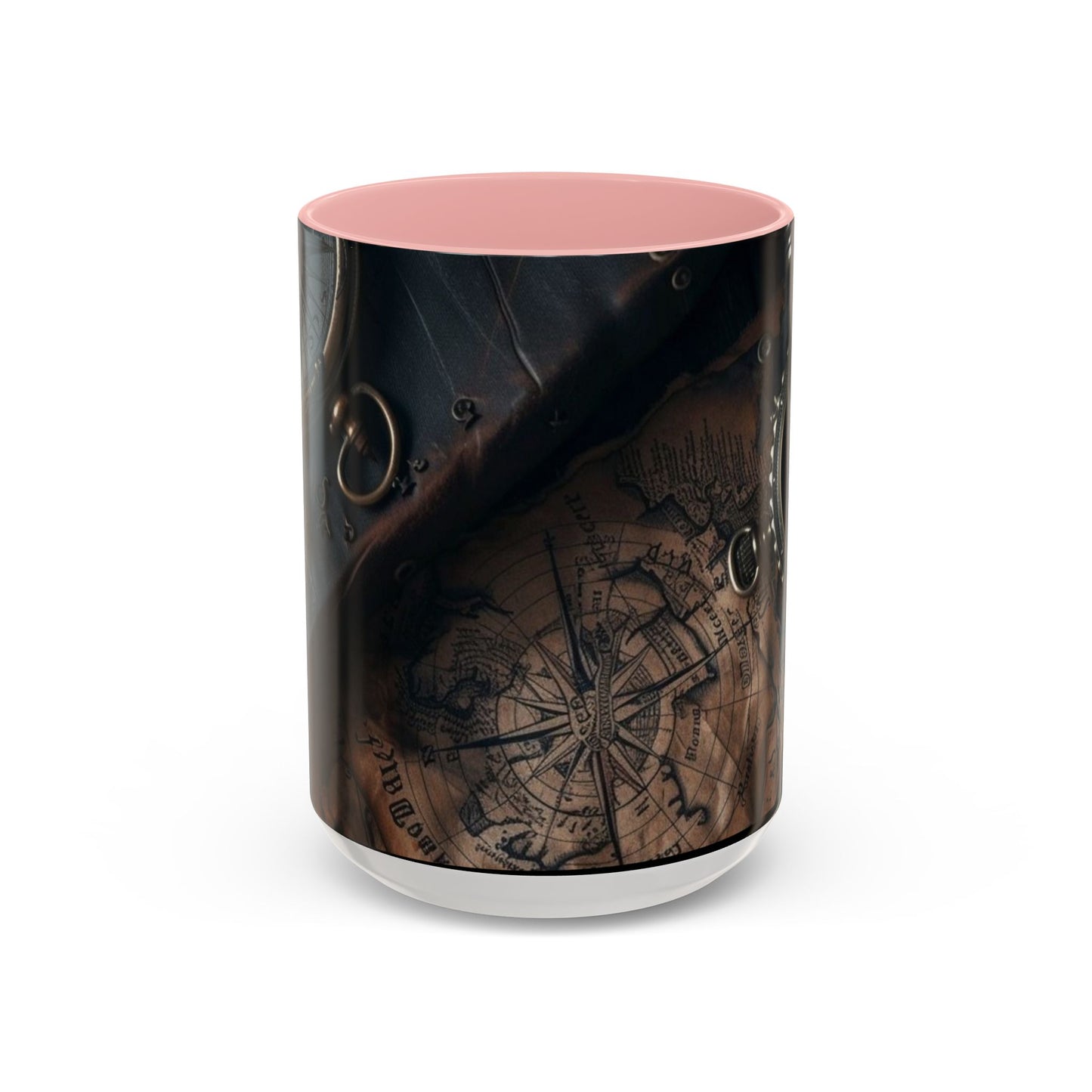 Compasses and Map Themed Coffee Mug, Traveler Gift, Adventure Mug, Wanderlust Mug, Explorer Cup, Camping Mug, Unique Map Mug