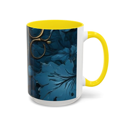 Blue Leaf Accent Coffee Mug | Perfect Gift for Nature Lovers, Home Decor, Mother's Day, Coffee Lovers, Art Enthusiasts