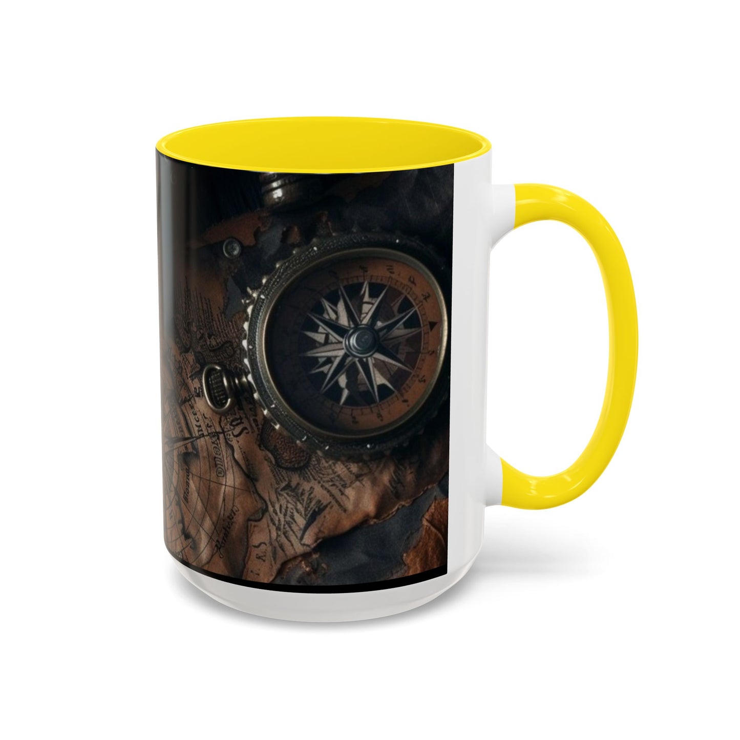 Compasses and Map Themed Coffee Mug, Traveler Gift, Adventure Mug, Wanderlust Mug, Explorer Cup, Camping Mug, Unique Map Mug