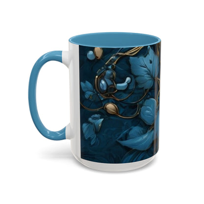 Blue Leaf Accent Coffee Mug | Perfect Gift for Nature Lovers, Home Decor, Mother's Day, Coffee Lovers, Art Enthusiasts