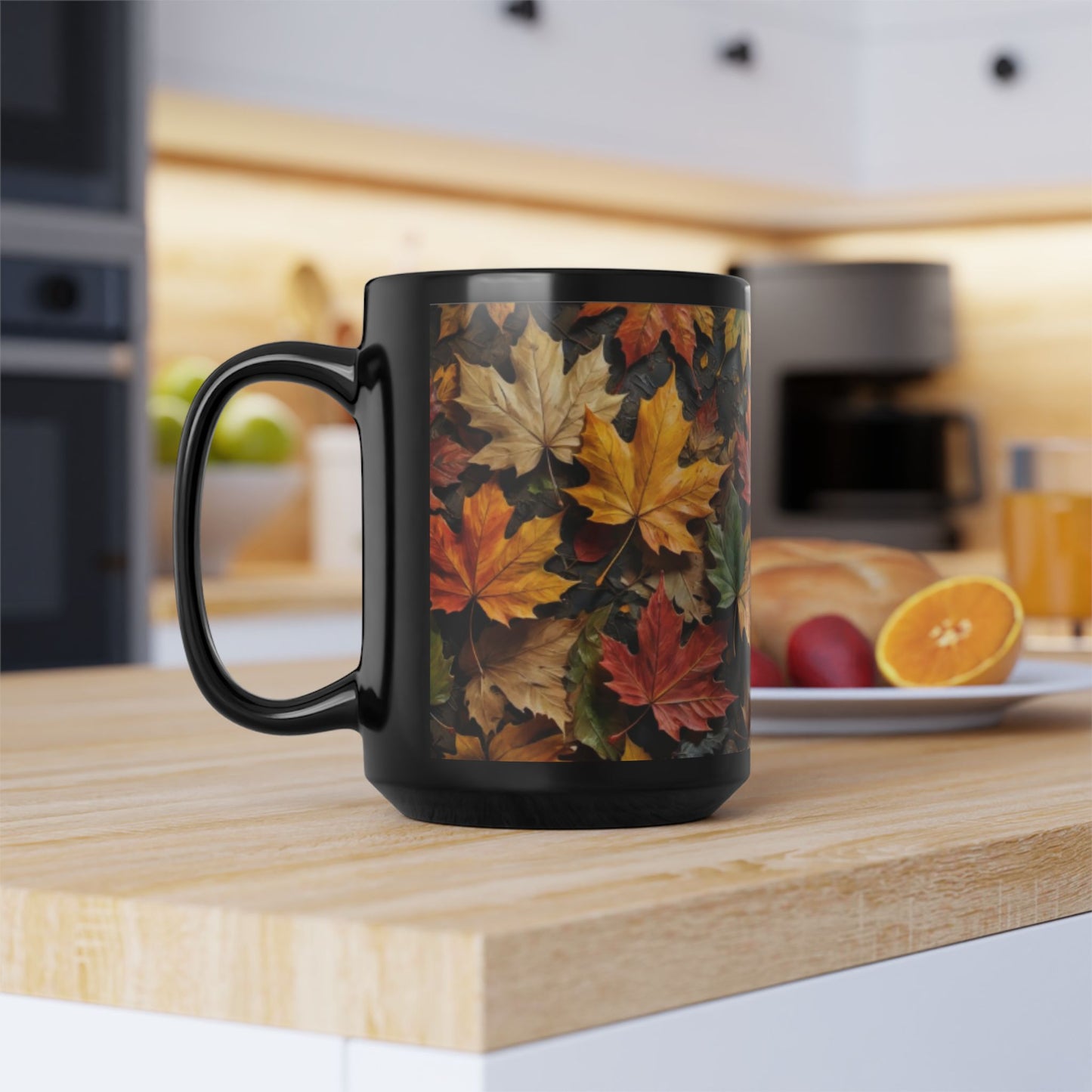 Fall Leaves Collage, Thanksgiving Ceramic Cup, Cozy Home Gift
