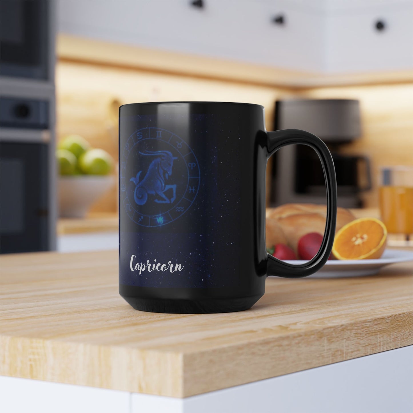 Capricorn Zodiac Mug, Astrology Gift Cup, Reflection Gratitude Lunar New Year Black Coffee Cup - Unique Coffee Mug, 15oz, Holiday