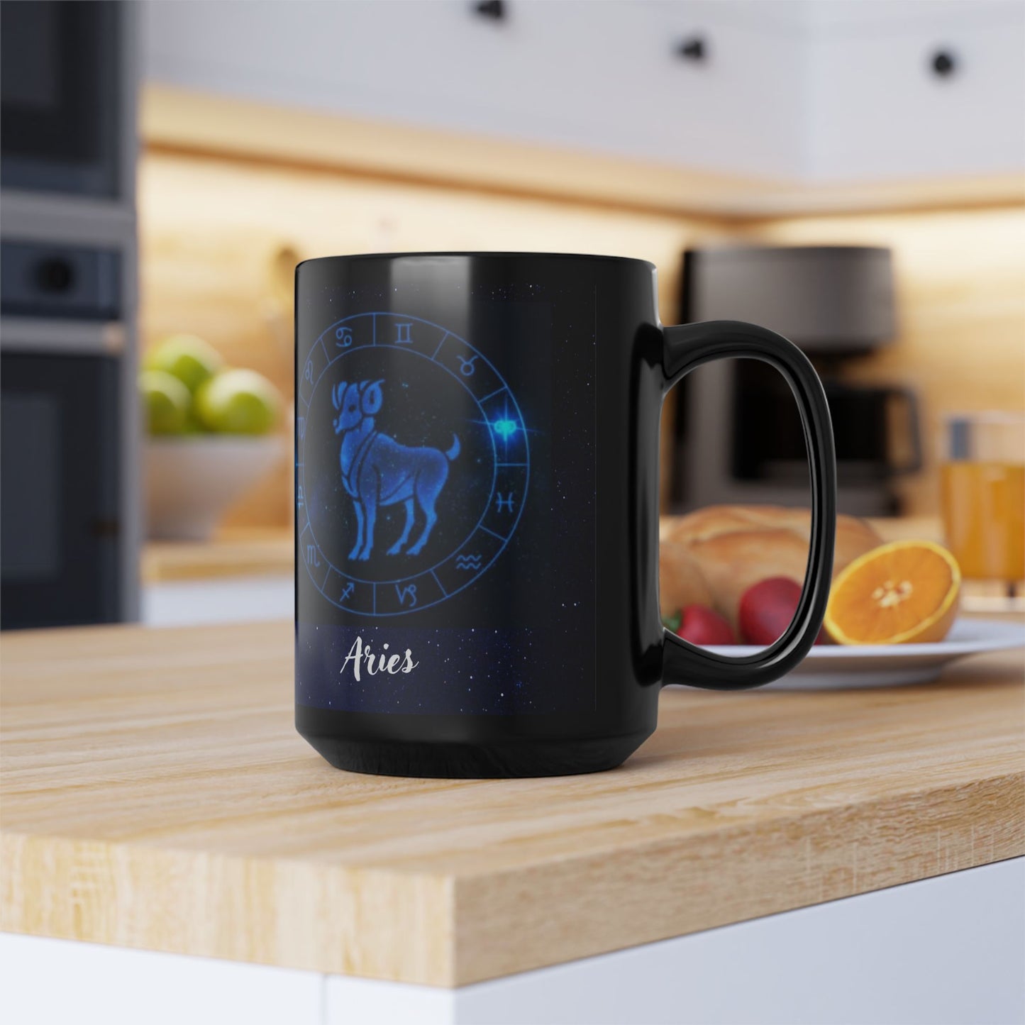 Aries Zodiac Mug, Astrology Gift Cup, Reflection Gratitude Lunar New Year Black Coffee Cup - Unique Coffee Mug, 15oz, Holiday