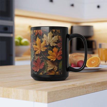 Fall Leaves Collage, Thanksgiving Ceramic Cup, Cozy Home Gift