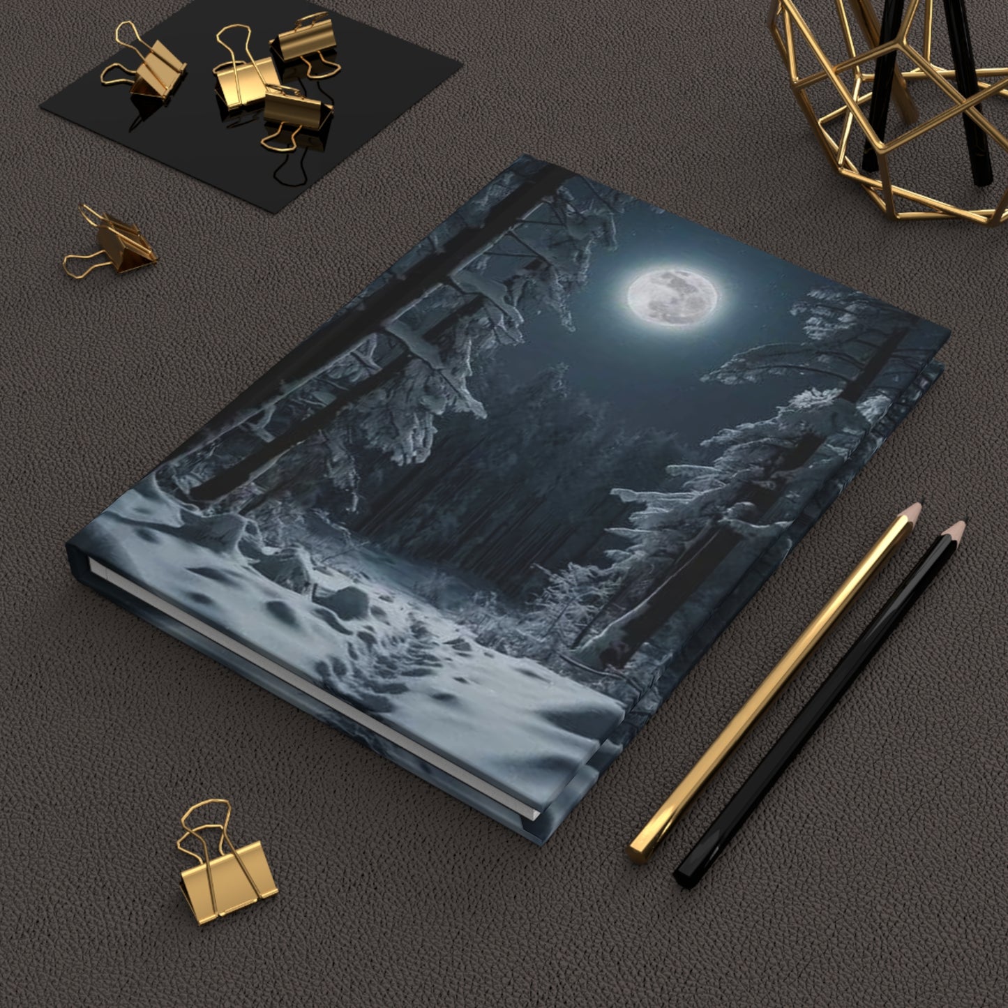 Snow Moon Winter Hardcover Journal — Holiday Planner & Daily Notebook