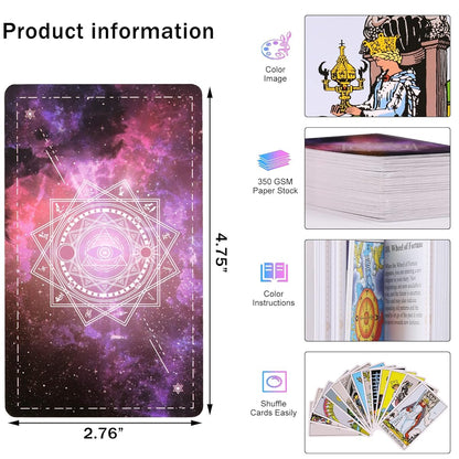 78 Original Tarot Cards Deck with Guide Book for Beginners - (Mystic Purple)