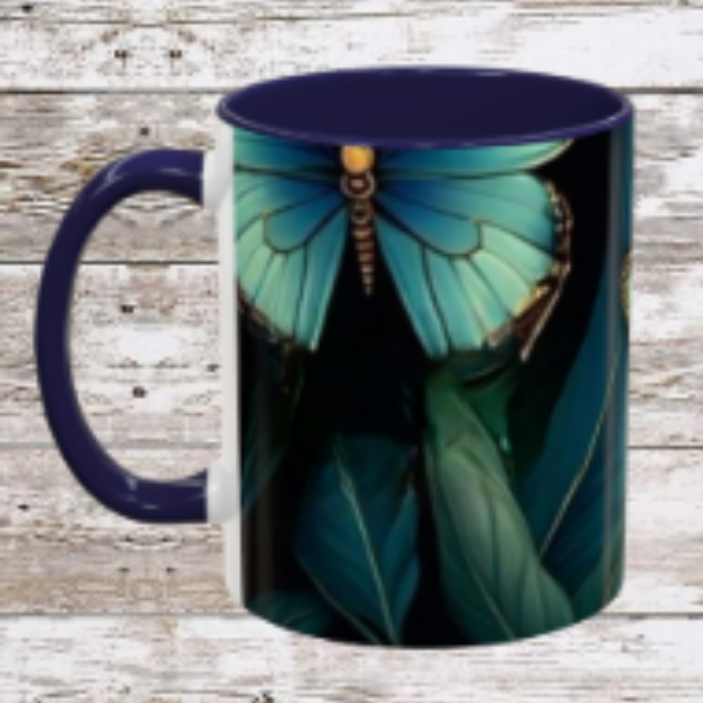 Blue Butterfly Accent Coffee Mug | Perfect Gift for Nature Lovers, Home Decor, Mother's Day, Coffee Lovers, Art Enthusiasts
