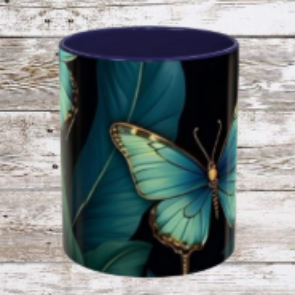 Blue Butterfly Accent Coffee Mug | Perfect Gift for Nature Lovers, Home Decor, Mother's Day, Coffee Lovers, Art Enthusiasts