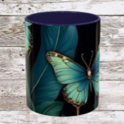 Blue Butterfly Accent Coffee Mug | Perfect Gift for Nature Lovers, Home Decor, Mother's Day, Coffee Lovers, Art Enthusiasts