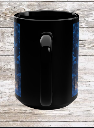 North Star Winter 15oz Black Mug — Holiday Coffee & Tea Ceramic Cup