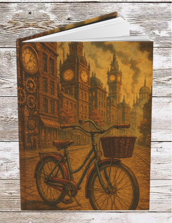 Steampunk Bike Hardcover Journal — Daily Planner & Notebook