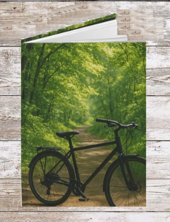 Bike in the Woods Hardcover Journal — Daily Planner & Notebook