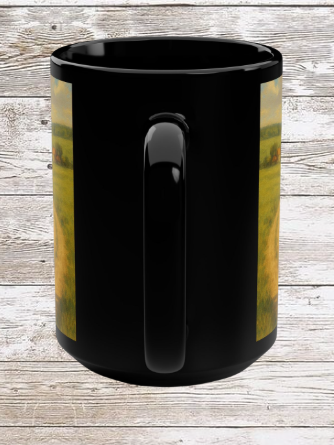 Countryside Bicycle 15oz Black Ceramic Mug — Retro Bike Coffee & Tea Cup