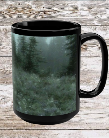 Misty Forest 15oz Black Ceramic Mug — Misty Forest Coffee Cup