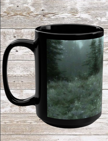 Misty Forest 15oz Black Ceramic Mug — Misty Forest Coffee Cup