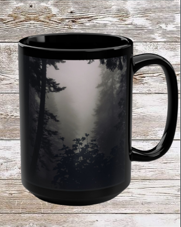 Dark Forest 15oz Black Ceramic Mug — Dark Forest Coffee Cup