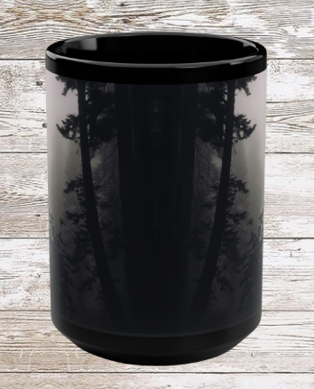 Dark Forest 15oz Black Ceramic Mug — Dark Forest Coffee Cup