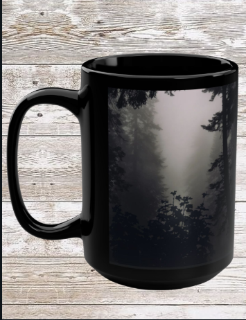 Dark Forest 15oz Black Ceramic Mug — Dark Forest Coffee Cup