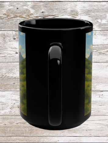 Mountains & Hills Hike Adventure 15oz Black Ceramic Mug