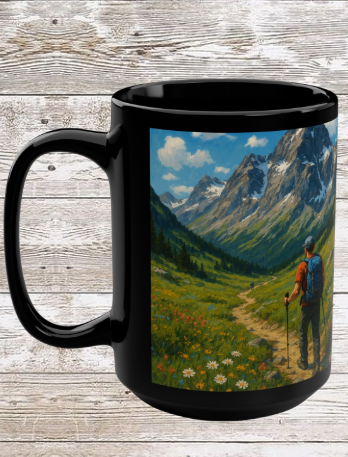 Mountain Trail Hike Adventure 15oz Black Mug Coffee Mug