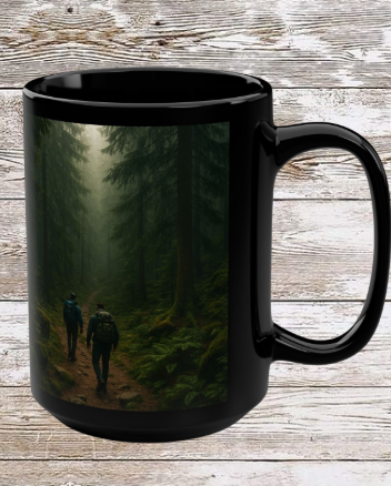 Dark Forest Hike Adventure 15oz Black Mug Coffee Mug