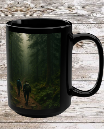 Dark Forest Hike Adventure 15oz Black Mug Coffee Mug
