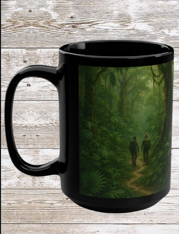 Amazon Forest Hike Adventure 15oz Black Mug