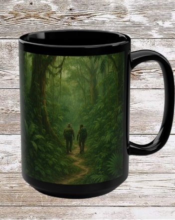 Amazon Forest Hike Adventure 15oz Black Mug