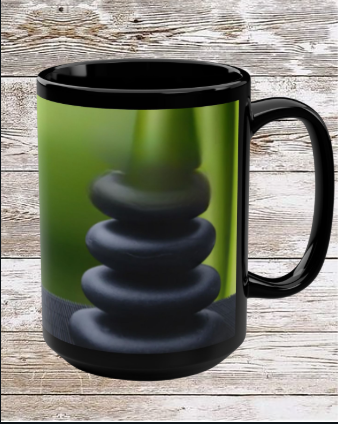 Bamboo Zen 15oz Coffee Mug — Reflection • Gratitude • Growth