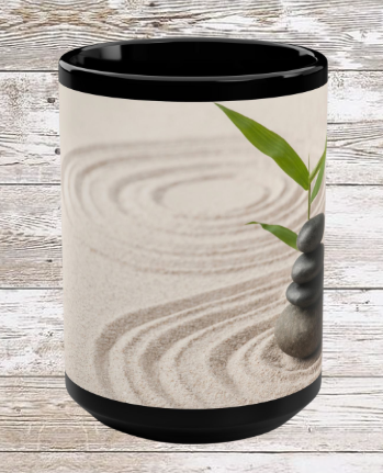 Zen Stones 15oz Coffee Mug — Reflection • Gratitude • Growth