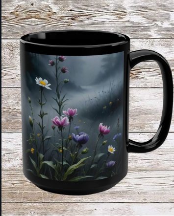 Moonlight Flowers 15oz Coffee Mug — Reflection • Gratitude • Growth