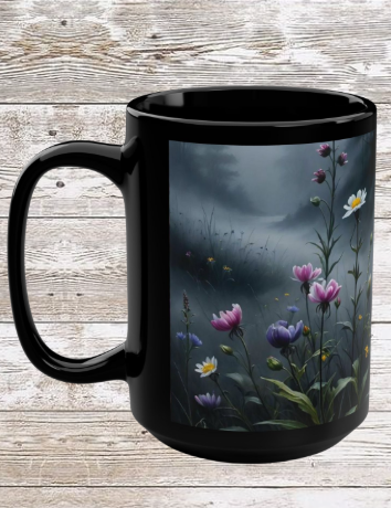 Moonlight Flowers 15oz Coffee Mug — Reflection • Gratitude • Growth
