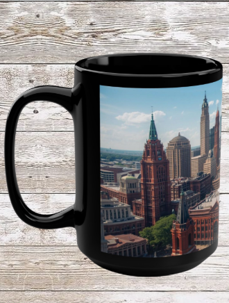 Cleveland OH Daytime Skyline 15oz Coffee Mug