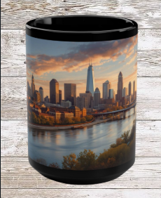 Cleveland OH Sunrise Skyline 15oz Mug — Cleveland OH Ceramic Coffee Mug