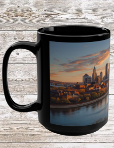 Cleveland OH Sunrise Skyline 15oz Mug — Cleveland OH Ceramic Coffee Mug
