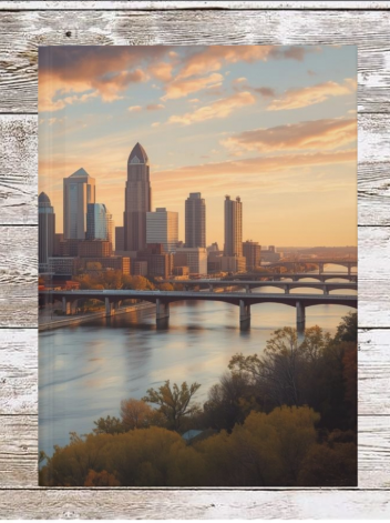 Cleveland OH Skyline Sunrise Hardcover Journal — Daily Planning, Reflection & Growth