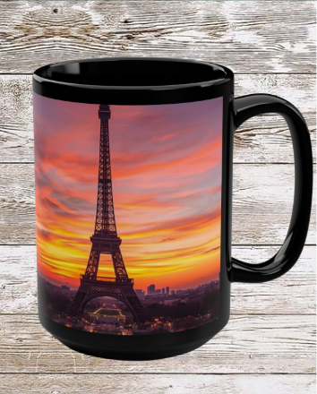 Paris at Sunset 15oz Black Coffee Mug — Cityscape