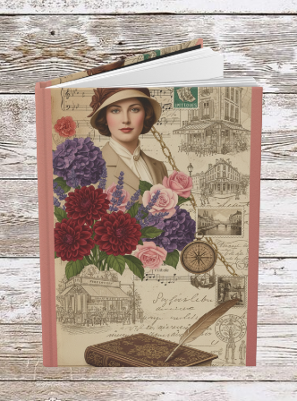 Parisian Chic Dahlia Hardcover Journal