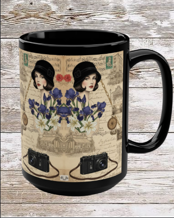 Parisian Chic Camera 15oz Black Mug