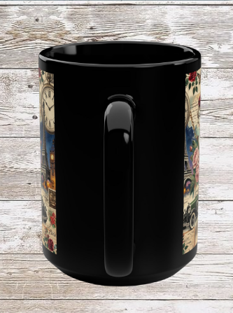 Parisian Chic Red Beret 15oz Black Mug