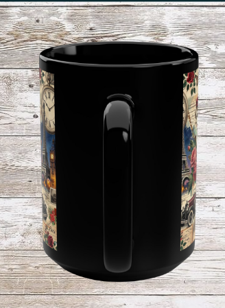 Parisian Chic Blue Sky 15oz Black Mug