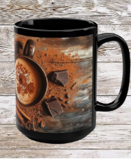 Coffee & Cinnamon 15oz Black Mug