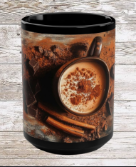 Coffee & Cinnamon 15oz Black Mug