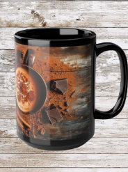 Coffee & Cinnamon 15oz Black Mug
