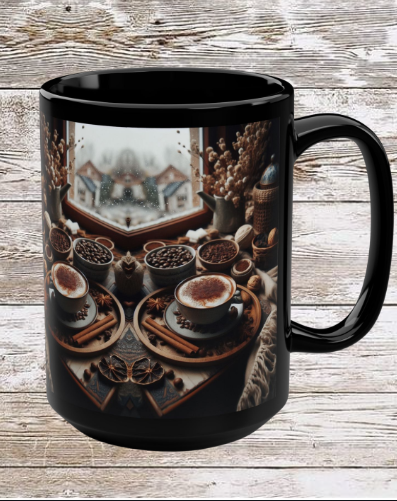 Cinnamon & Coffee 15oz Black Mug