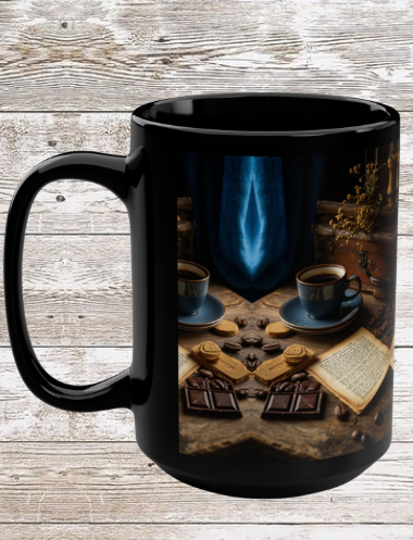 Coffee & Journal 15oz Black Mug