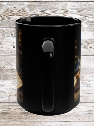 Coffee & Journal 15oz Black Mug